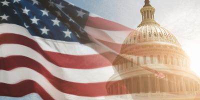 United States Flag Flown Over Capitol